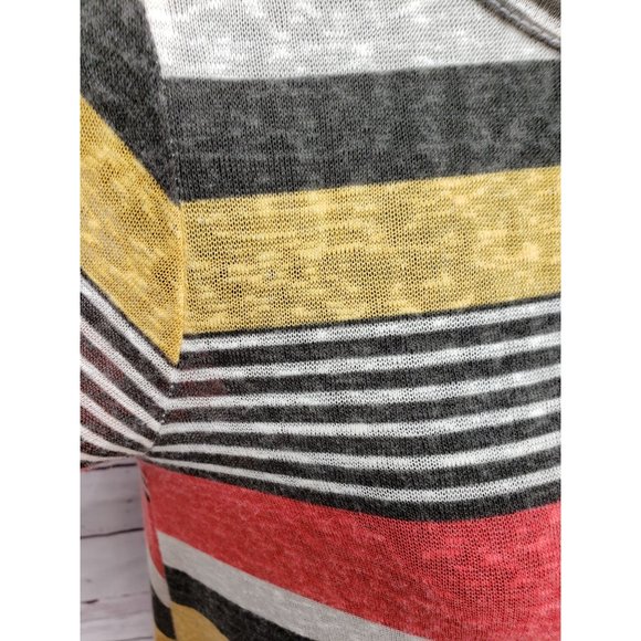 Bellamie Sheer Burnout Striped Quarter Sleeve pockets‎ Tunic Top Medium - Picture 7 of 9
